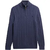 Superdry for man. M6110661B Blue Cotton Classic Cable half-zip sweater (XL), Casual, Navy