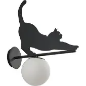LINDBY utendørs vegglampe Katti, metall, svart, IP44, katt