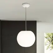 Casablanca hengelampe Acai, hvit, glass, Ø 26 cm, E27