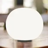 Casablanca bordlampe Acai, hvit/svart, glass, Ø 21 cm, E27