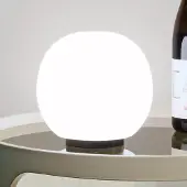 Casablanca bordlampe Acai, hvit/svart, glass, Ø 16 cm, E27
