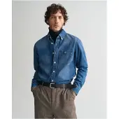 Gant for man. 3240199 Blue Regular Fit Denim Shirt (M), Casual, Cotton, Long sleeve