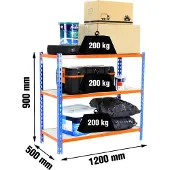 Simonclick Maderclick Megaplus 3/500 900 Metallhylle 900x1200x500 Mm