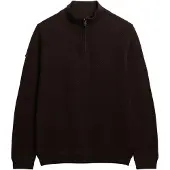 Superdry for man. M6110682A Brown Texture Half Zip Jersey (L), Casual, Cotton