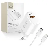 Tech-Protect NCA30 Dual-Port PD 30W/QC3.0-lader med Lightning-kabel - hvit