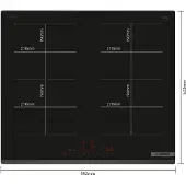 Bosch Serie | 6 PVQ631HC1E - Induksjonskomfyrtopp - 4 plater - Nisje - bredde: 56 cm - dybde: 49 cm - uten ramme, - fasett - svart