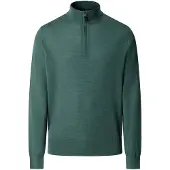 Hackett for man. HM7000205 Ess Merino Hzip zip-up jumper in olive green (L), Casual, Wool, Classic
