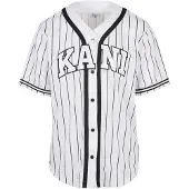 Karl kani Serif Pinstripe Baseball Kort Ermet V-hals T-skjorte