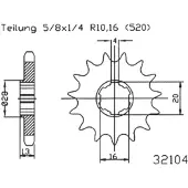 Esjot 520 50-32104-13 Fremre Tannhjul