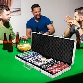 24.Se Pokersett - Veske, sjetonger og blackjack-duk