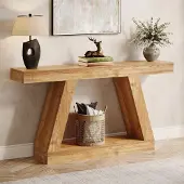 24.Se Relieffbord i tre / konsollbord i bondestil / smalt relieffbord i rustikk design for gang og stue