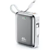 BWOO Powerbank 45W 10000 mAh med USB-C og Lightning-kabel - grå