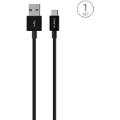 Puro hvit USB-A USB-C-kabel 1 m - svart