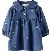 Name it Kjole - NbfAlva - Medium+ Blue Denim/Nature - - 1 år (80) - Kjole