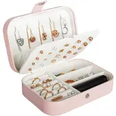 24hShop Smykkeskrin rosa / smykkeoppbevaring / skrin for ringer og halskjeder / reiseetui for smykker