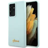 GUESS GUHCS21LLSLMGLB S21 Ultra G998 blå/blå hardcase Silikon Script Metal Logo