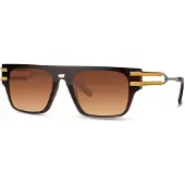 24hShop Solbriller med Gullinnfatning og Brune Linser – Elegant Unisex-design med UV-beskyttelse