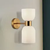 VIOKEF Memory-vegglampe, glass, bronse/hvit, 2-lampe