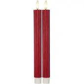 Star Trading LED-stripe, rød, 25 cm, voks, batteri, sett med 2 stk