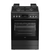 Beko FBM6232A, Frittstående komfyr, Svart, Rotasjon, Berøringskontroll, Front, Metall, Emalje