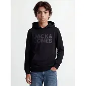 Jack & Jones Hettegenser - Noos - JjeCorp - Black/Jr/lLarge Tryk - - 14 år (164) - Hettegenser