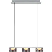 HELL LED-hengelampe Dune, nikkel/krom, lengde 70 cm, metall, 3-armet.