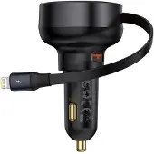 Baseus Enjoyment Pro 55W billader med uttrekkbar Lightning-kabel - svart