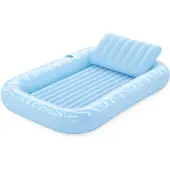 Bestway Luftmadrass 203 x 137 cm / oppblåsbar bademadrass med pute / bassengmadrass med drikkeholder