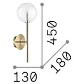Ideal Lux vegglampe Equinoxe, krom/røykgrå, høyde 45 cm