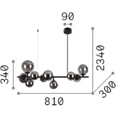 Ideal Lux hengelampe Perlage, lengde 81 cm, messing/rav, 10 lyskilder