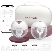 MOMCOZY M5 Smart Wearable Breast Pump – Shell breast pump | App control, wireless, double, red colour