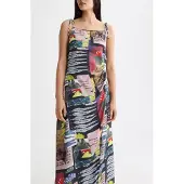 Scotch & Soda Tied Straps Draped Ermeløs Lang Kjole