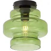QAZQA Retro taklampe svart med grønt glass - Denise