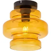 QAZQA Retro taklampe svart med oransje glass - Denise