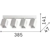 Ideal Lux downlight Dynamite Square messing 38 cm med 4 lyskilder