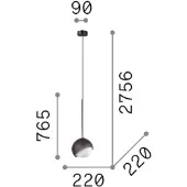 Ideal Lux hengelampe Bloom, Ø 22 cm, messing, metall/glass