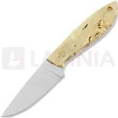 Brisa Bobtail 80 kniv, curly birch, flat, leather