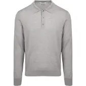 KING Essentials Den Robert langermet poloskjorte i merinoull, grå Grå Størrelse