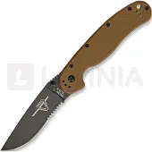 Ontario RAT-1 foldekniv, brun/black, taggete