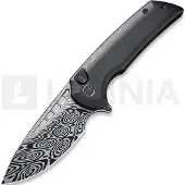 We Knife Mini Malice Heimskringla Damasteel foldekniv, svart
