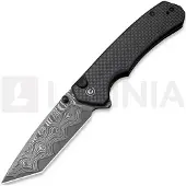 CIVIVI Button Lock Brazen Damascus foldekniv, Twill Carbon Fiber