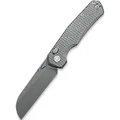 Kunwu Knives Chad - Stonewashed - Titanium foldekniv, Diamond Texture