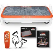 24hShop Vibroshaper Powerfit vibrasjonsplate / treningsplate med 99 hastigheter / hjemmetrening med motstandsbånd