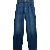 Superdry for woman. W7011262A Dark blue High Rise Wide Leg Jeans (26/30), Casual, Cotton, Denim