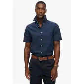 Superdry for man. M4011093A Navy Linen City Shirt (M), Casual, Cotton, Short sleeve