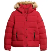 Superdry for woman. W5011178A Short hooded mid-length jacket red (M), Casual, Nylon