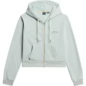 Superdry for woman. W2012286A Essential Logo Cropped Light Blue Zip-Up Hoodie (S), Casual, Cotton