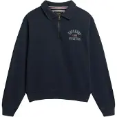 Superdry for woman. W2012686A Sweatshirt Athletic Collared navy (L), Casual, Cotton, Long sleeve