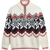 Superdry for woman. W6110660A Intarsia beige jumper (S), Casual, Cotton