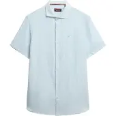 Superdry for man. M4011055A Blue Vacation Linen Shirt (XXL), Casual, Short sleeve
